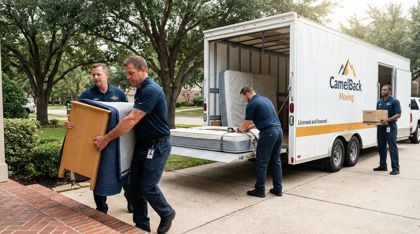 Crew loading residential truck for cross-state move from Cortland, NY